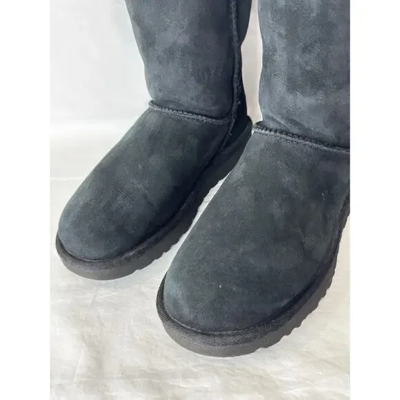 UGG Classic Short II Women's Boots Suede Sheepskin Slip-On Black Size US8 EU39 - Picture 7 of 10